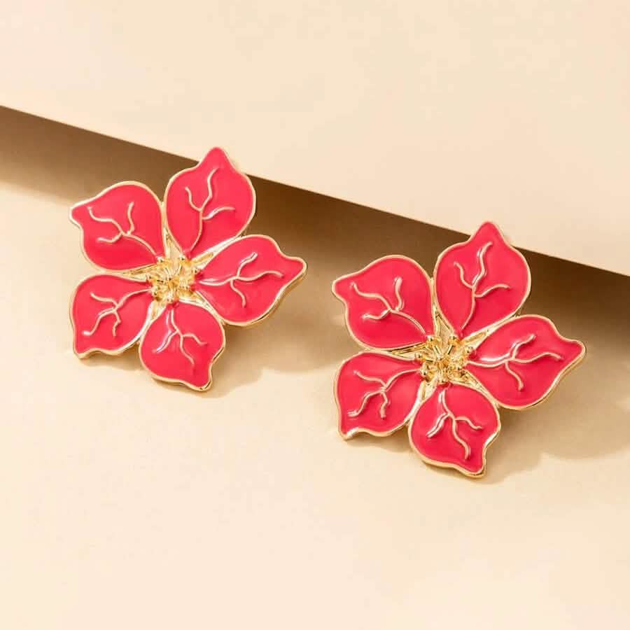 Lot de 4 paires de boucles d'oreilles clous en métal texturé motif fleur pour femme
