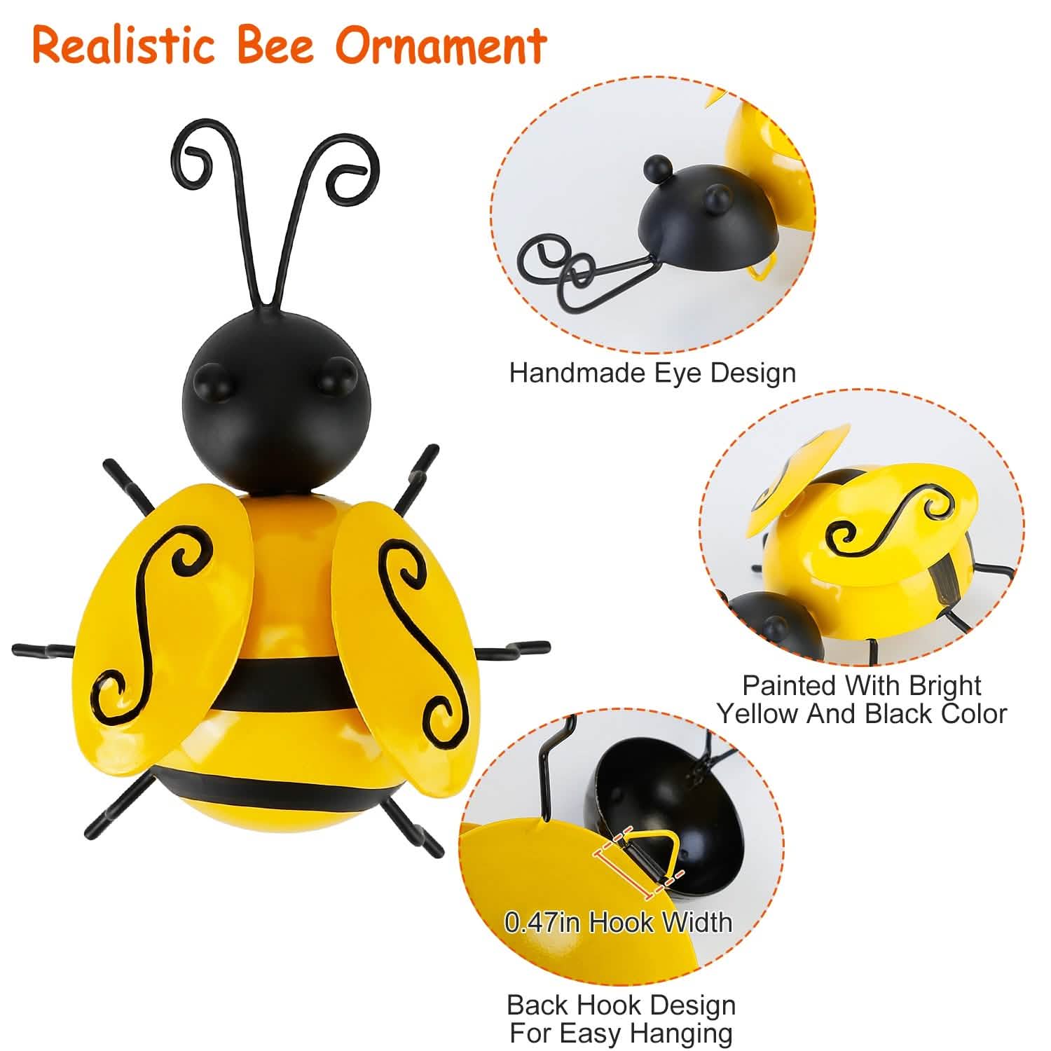 Lot de 4 : Décoration en forme d'abeille en 3D
