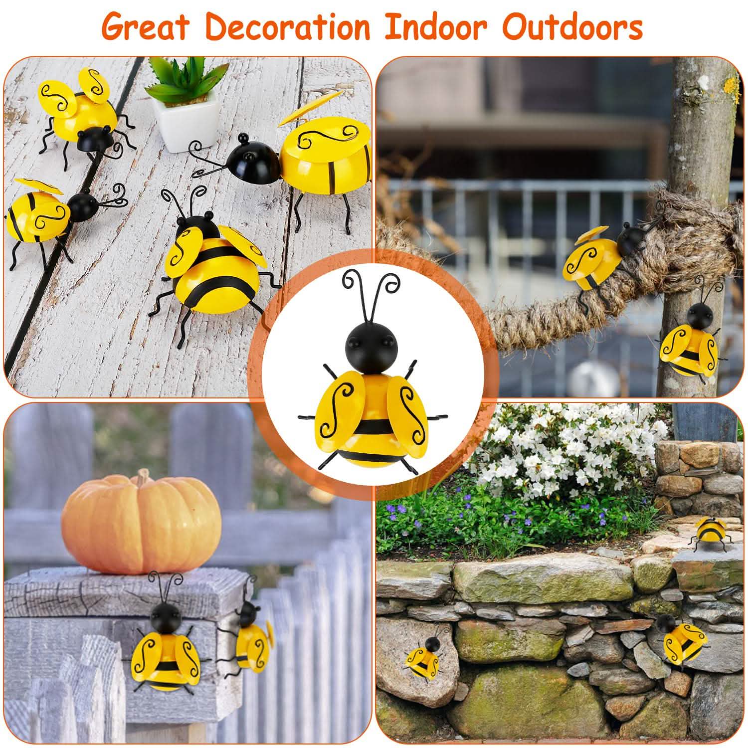 Lot de 4 : Décoration en forme d'abeille en 3D