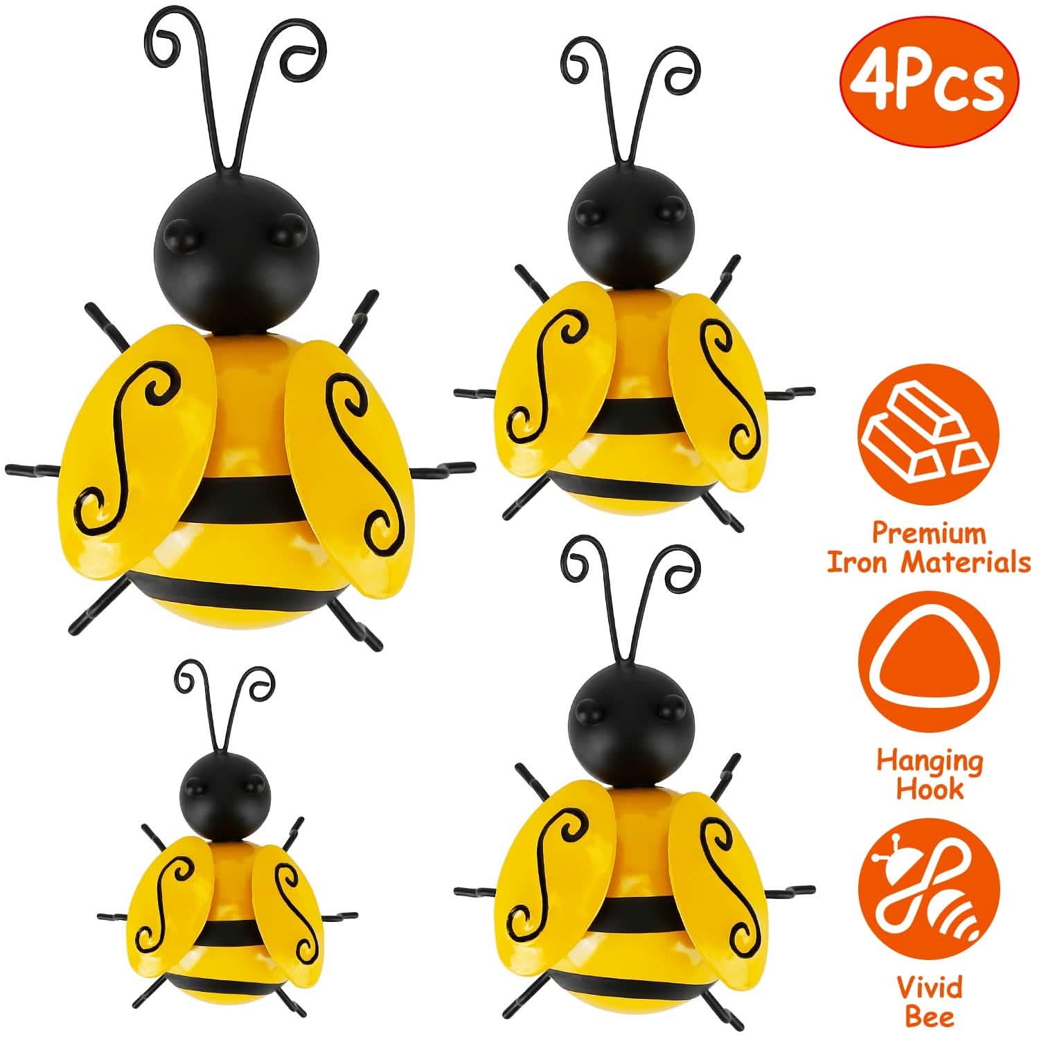 Lot de 4 : Décoration en forme d'abeille en 3D