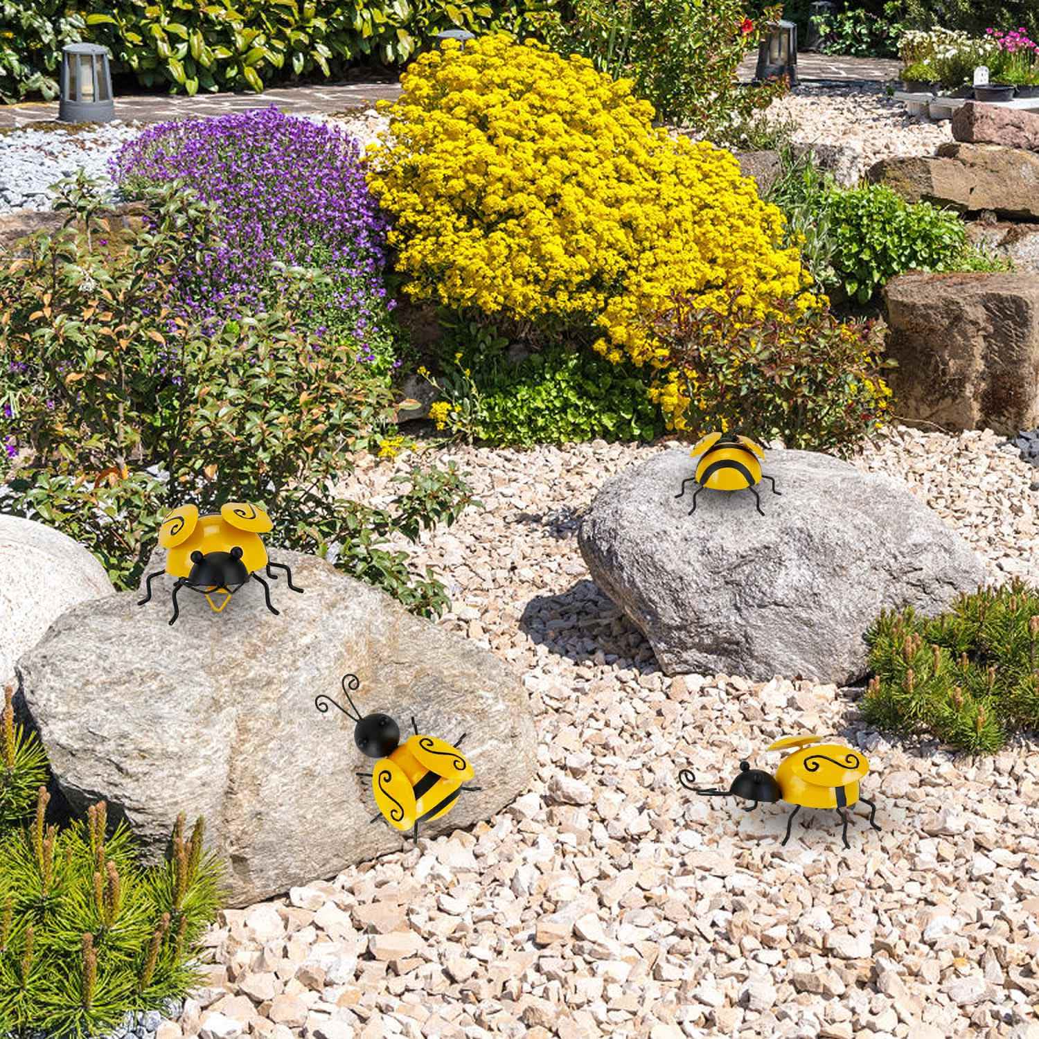 Lot de 4 : Décoration en forme d'abeille en 3D