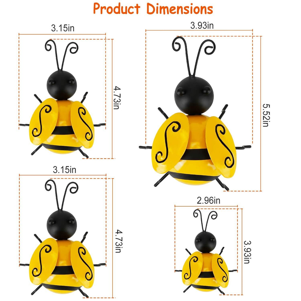 Lot de 4 : Décoration en forme d'abeille en 3D