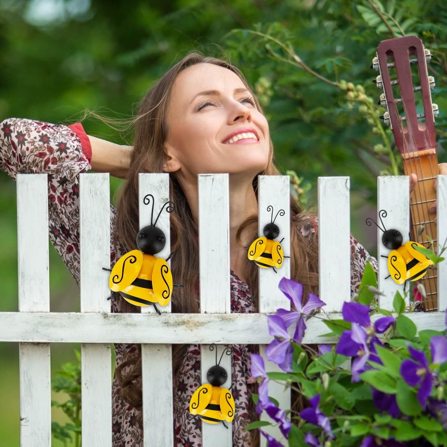 Lot de 4 : Décoration en forme d'abeille en 3D