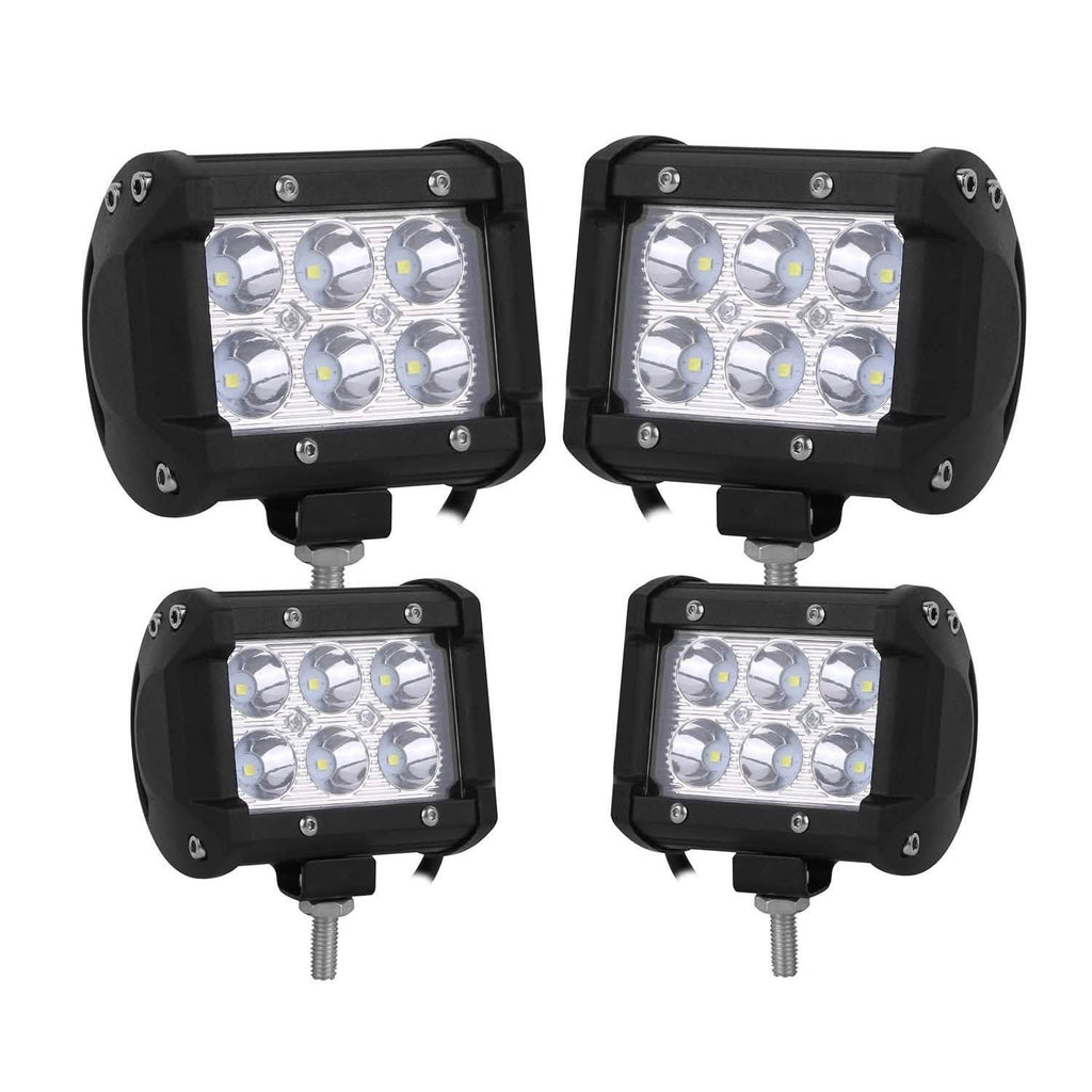 Lot de 4 : Projecteur LED double rangée 4" 18W