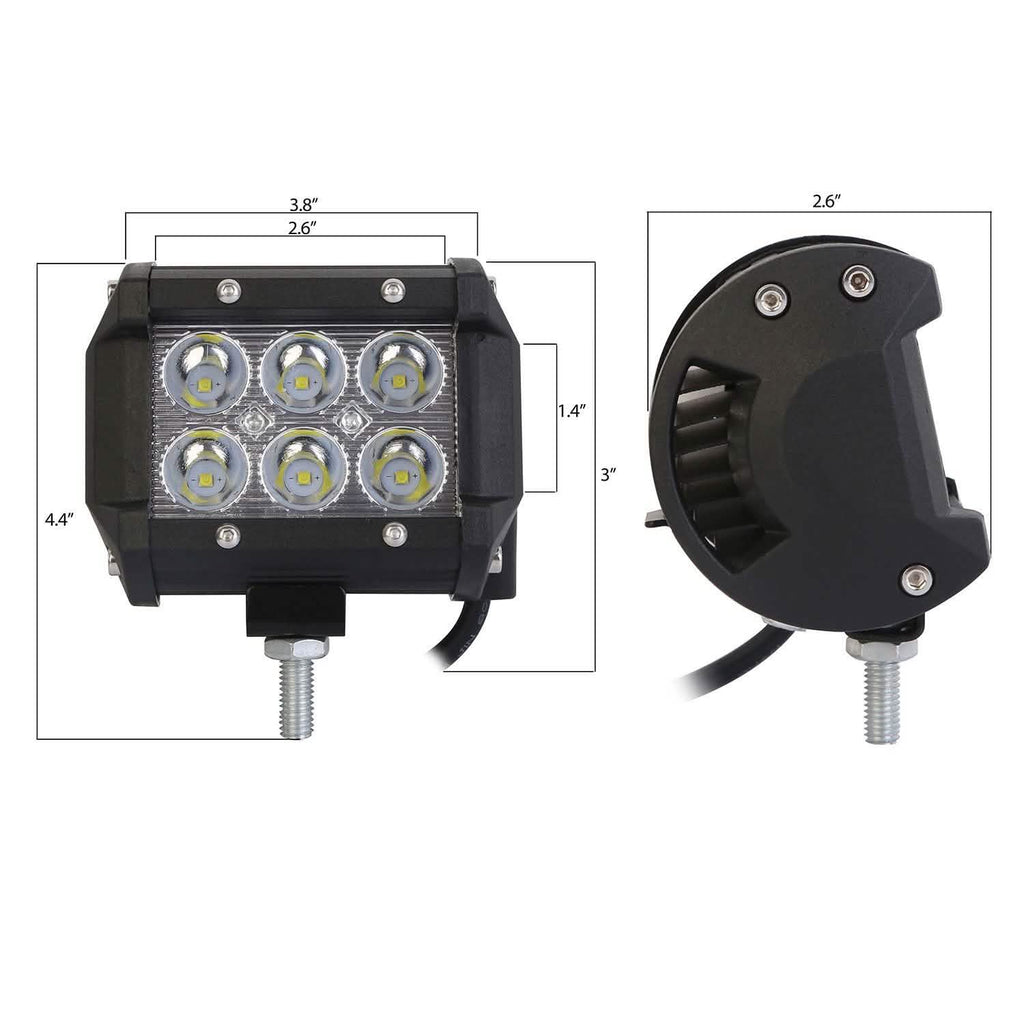 Lot de 4 : Projecteur LED double rangée 4" 18W