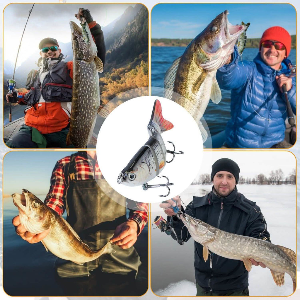 Lot de 4: Leurres Poissons Articulés en 6 Segments Réalistes