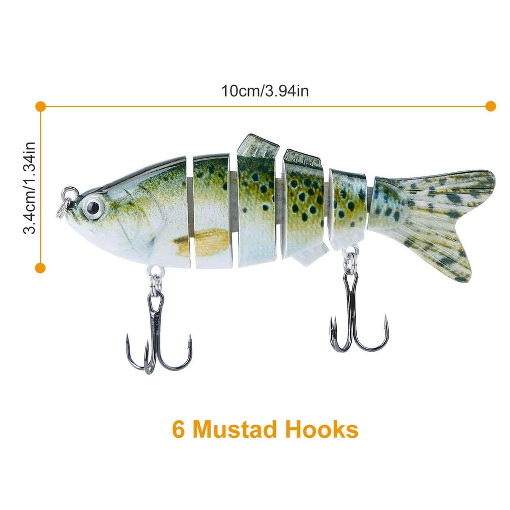 Lot de 4: Leurres Poissons Articulés en 6 Segments Réalistes