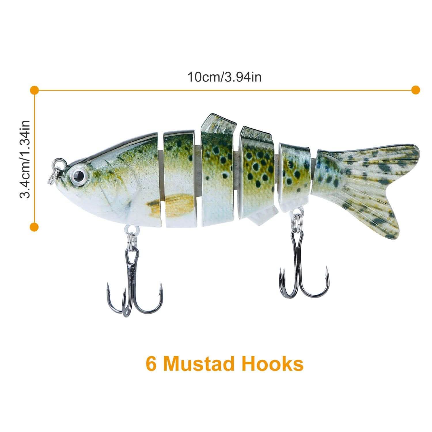 Lot de 4: Leurres Poissons Articulés en 6 Segments Réalistes