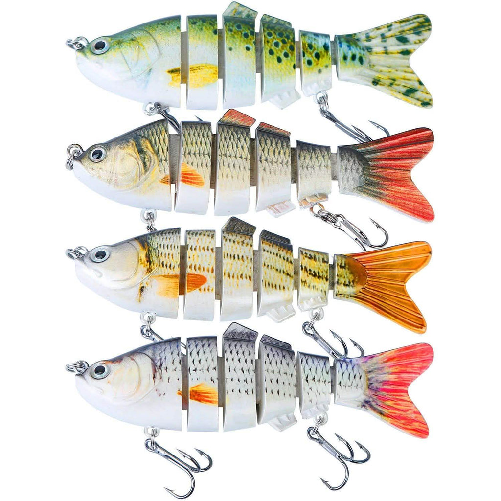 Lot de 4: Leurres Poissons Articulés en 6 Segments Réalistes