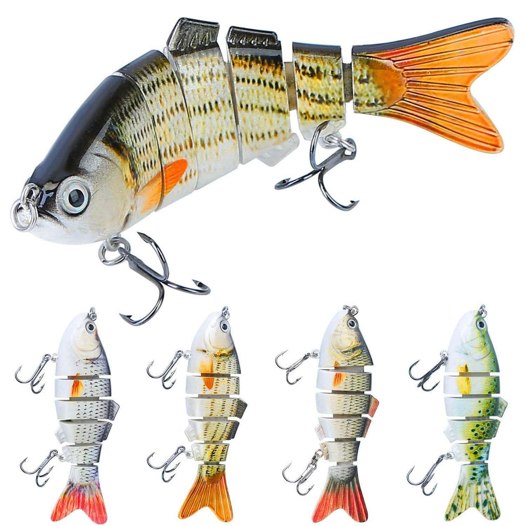 Lot de 4: Leurres Poissons Articulés en 6 Segments Réalistes