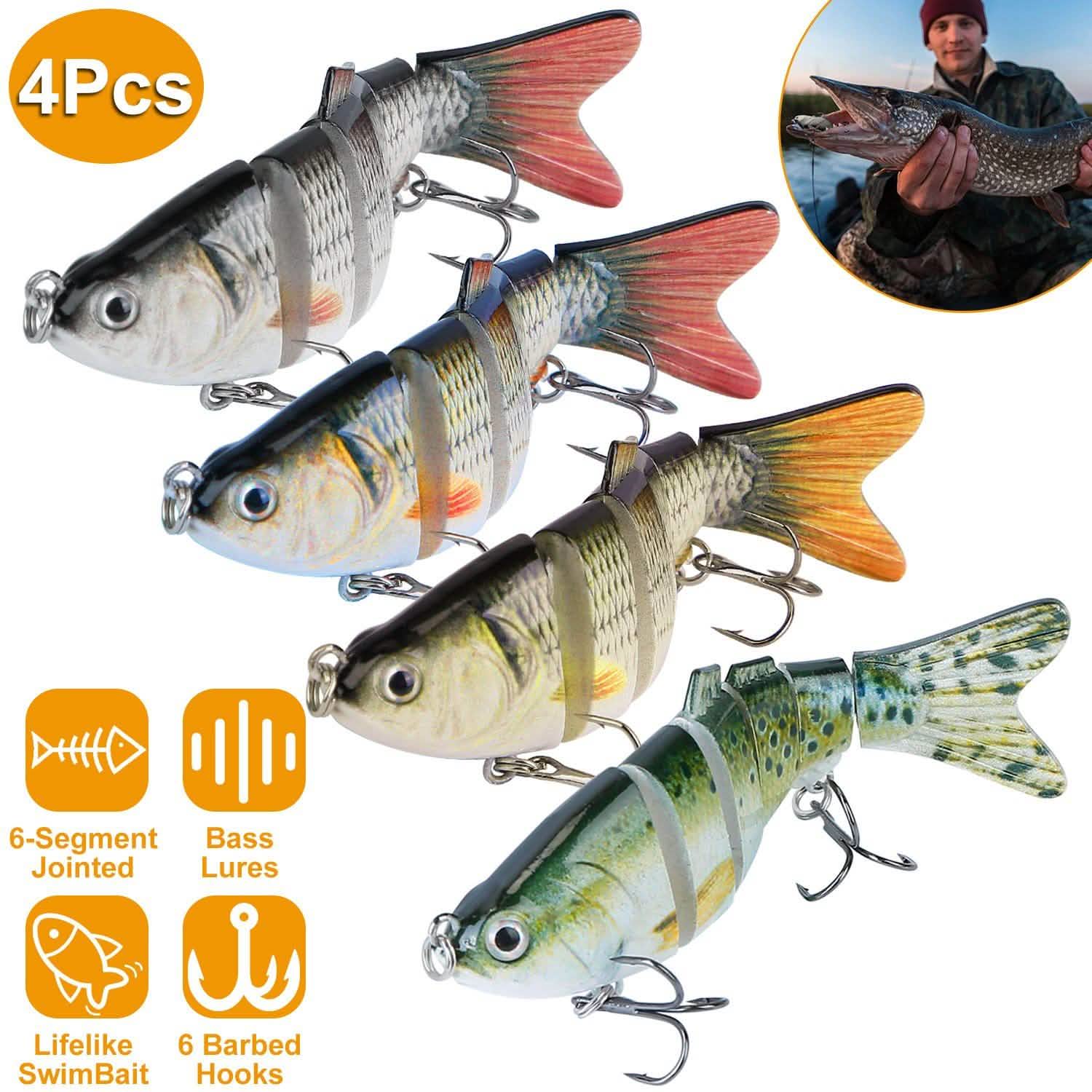 Lot de 4: Leurres Poissons Articulés en 6 Segments Réalistes