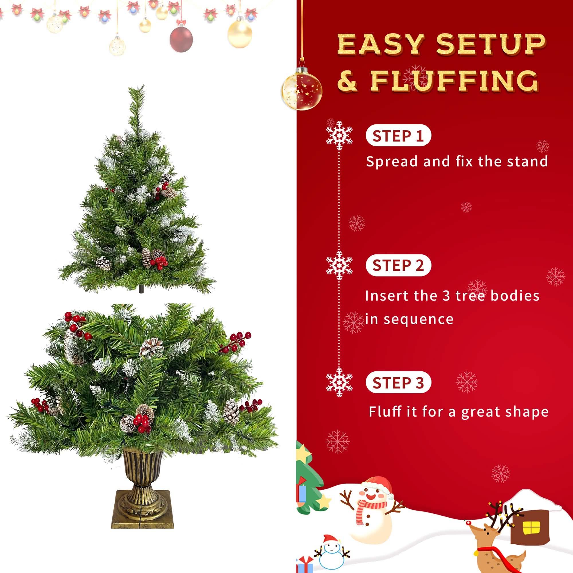 Lot de 4 : sapins de Noël artificiels