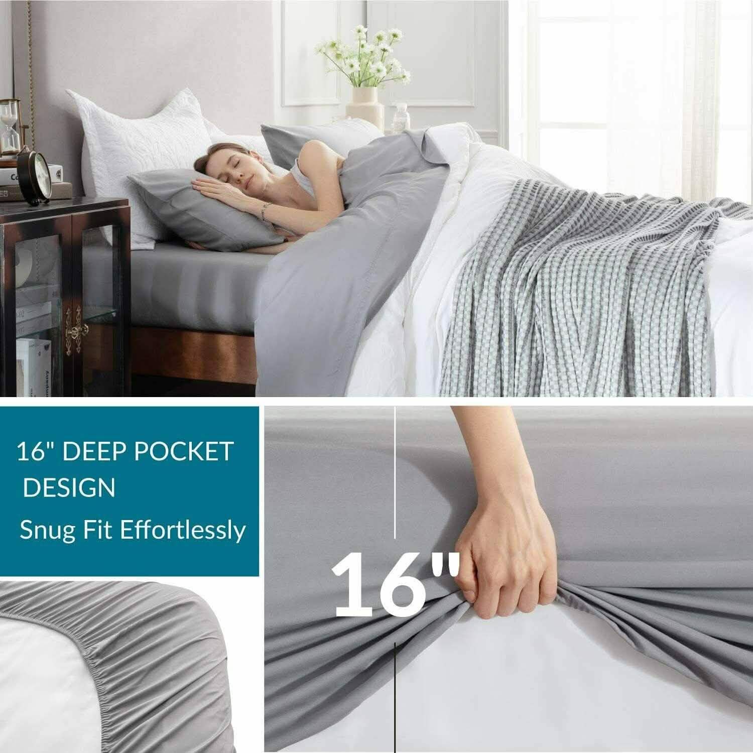 4 pièces : Parure de draps en viscose de bambou 300 fils Bibb Home