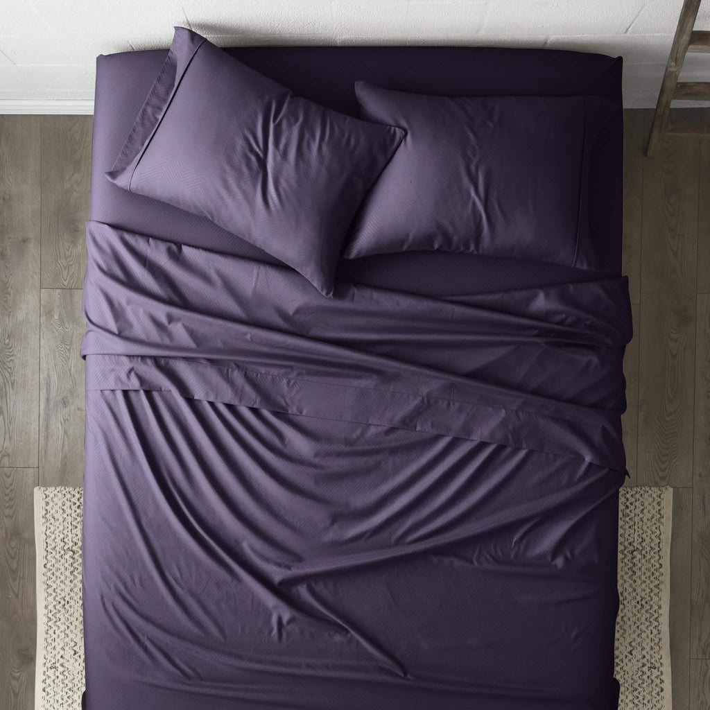 Ensemble de draps 4 pièces : motifs chevrons en relief