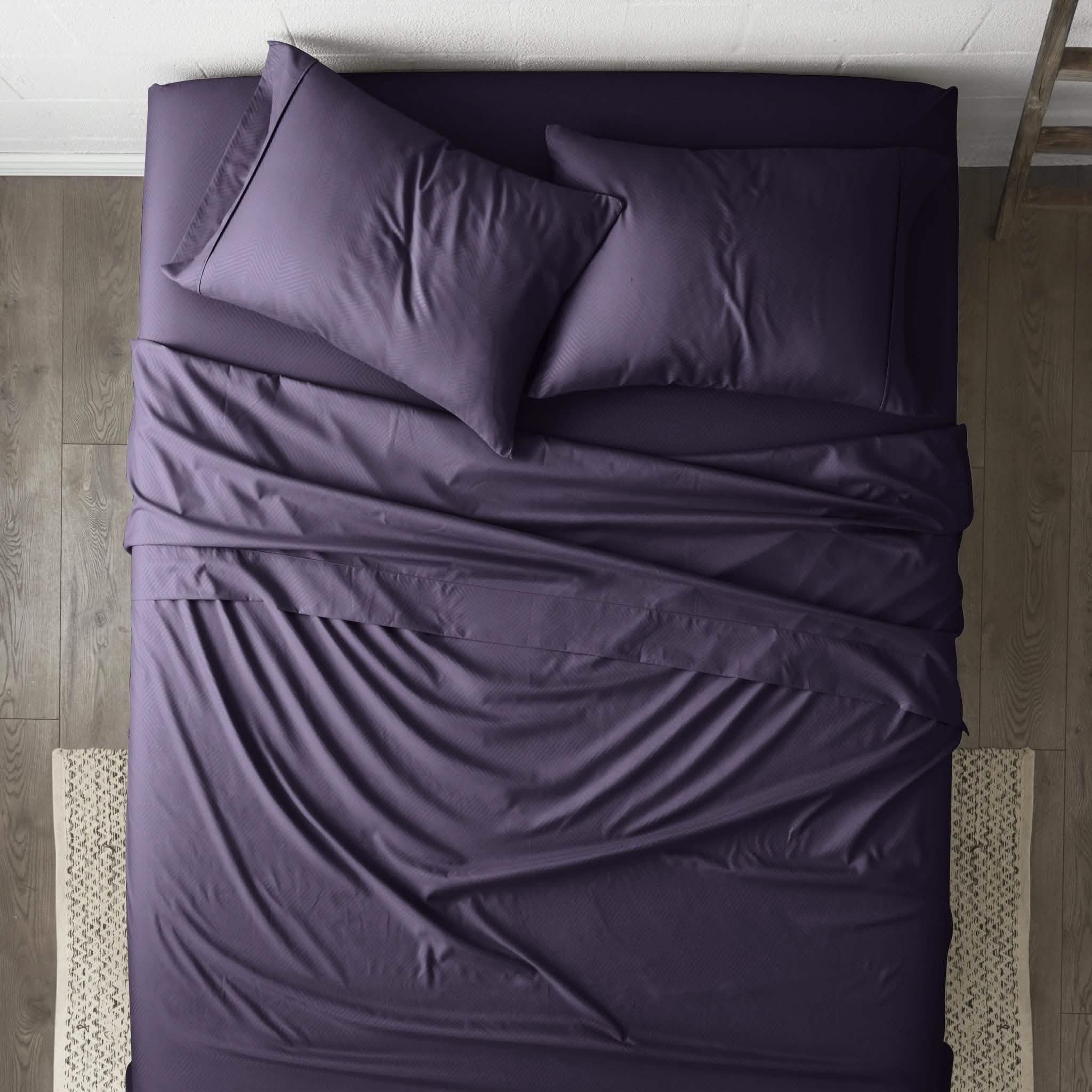 Ensemble de draps 4 pièces : motifs chevrons en relief