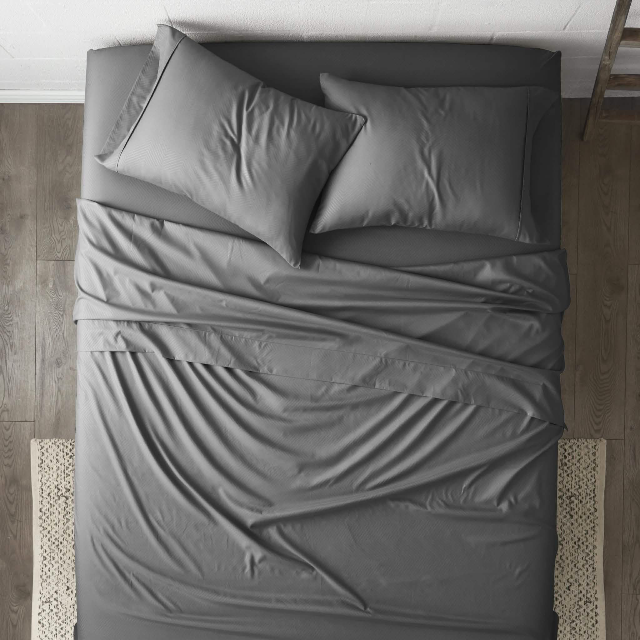 Ensemble de draps 4 pièces : motifs chevrons en relief