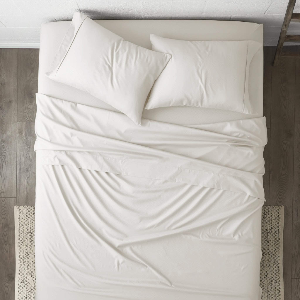 Ensemble de draps 4 pièces : motifs chevrons en relief