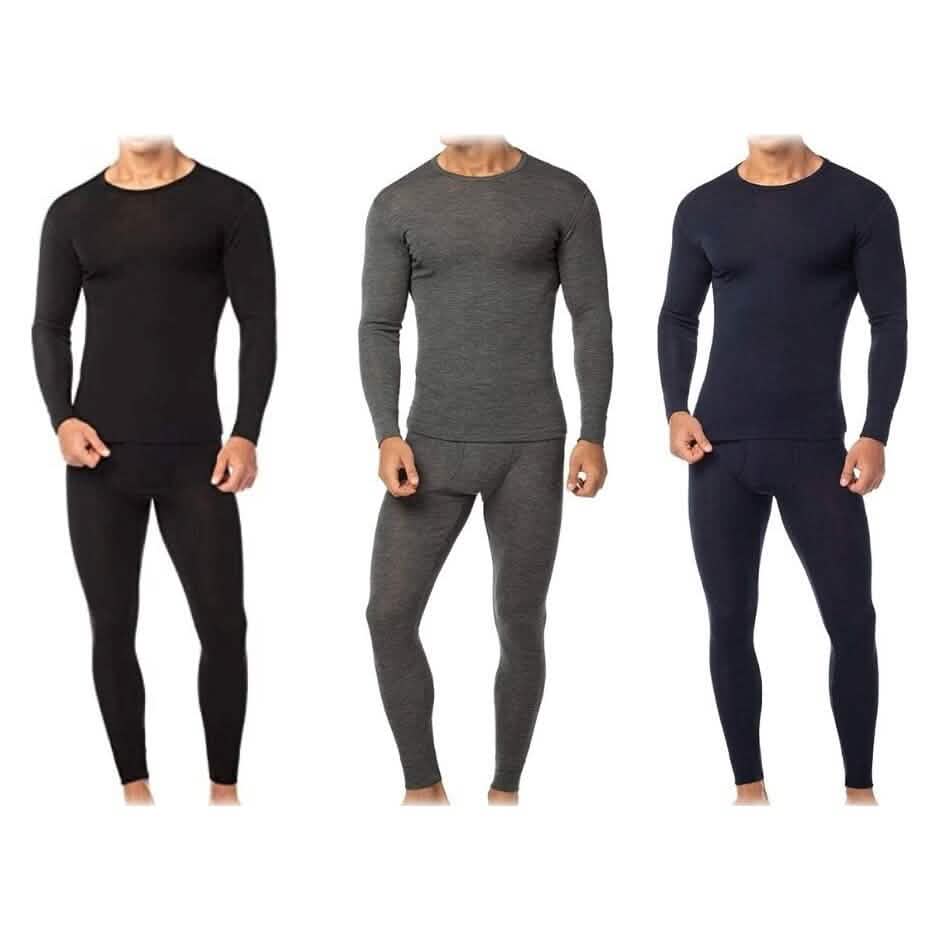 Ensemble 4 pièces : Sous-vêtements thermiques en molleton de coton pour homme