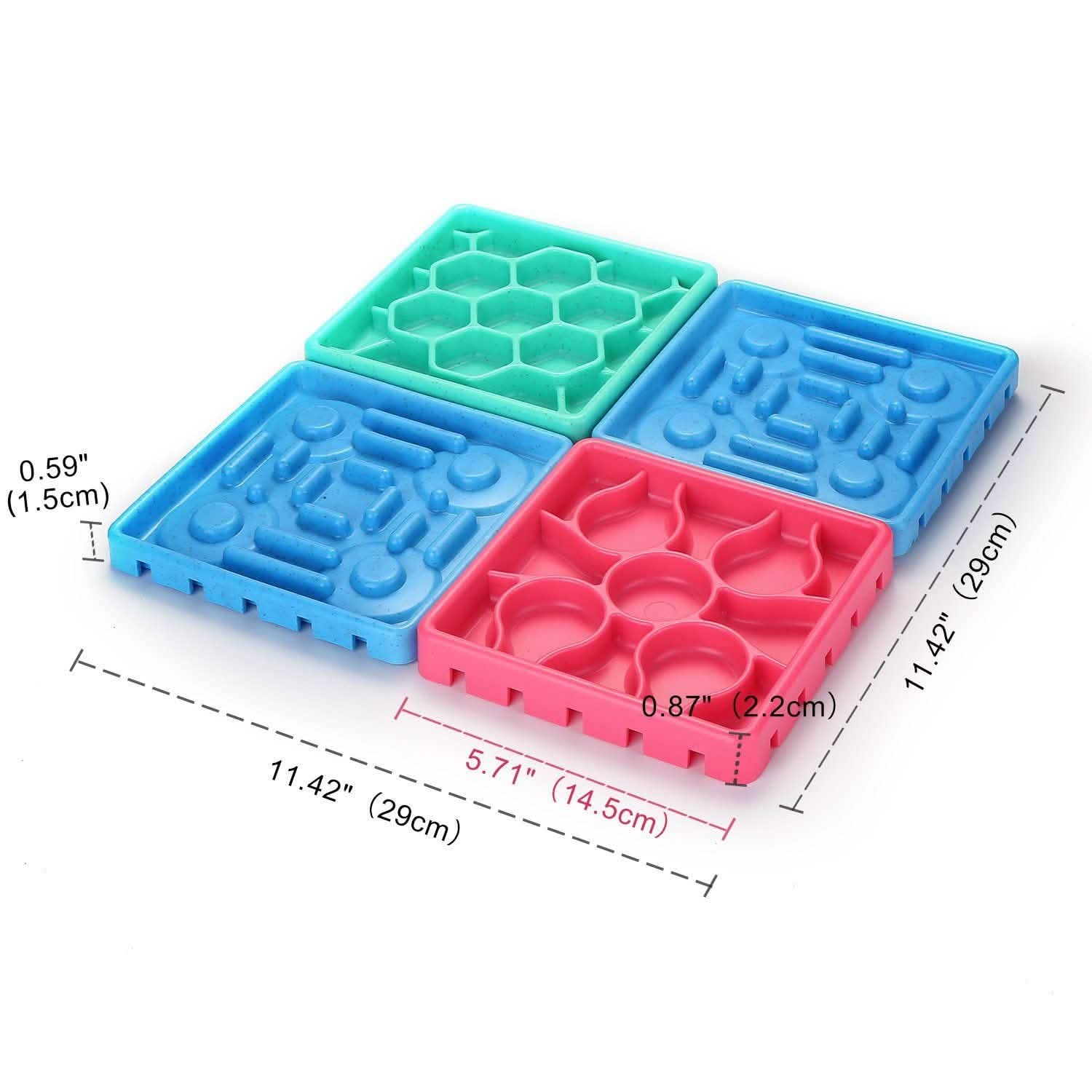Lot de 4 : Gamelle anti-glouton et tapis de léchage pour animaux de compagnie