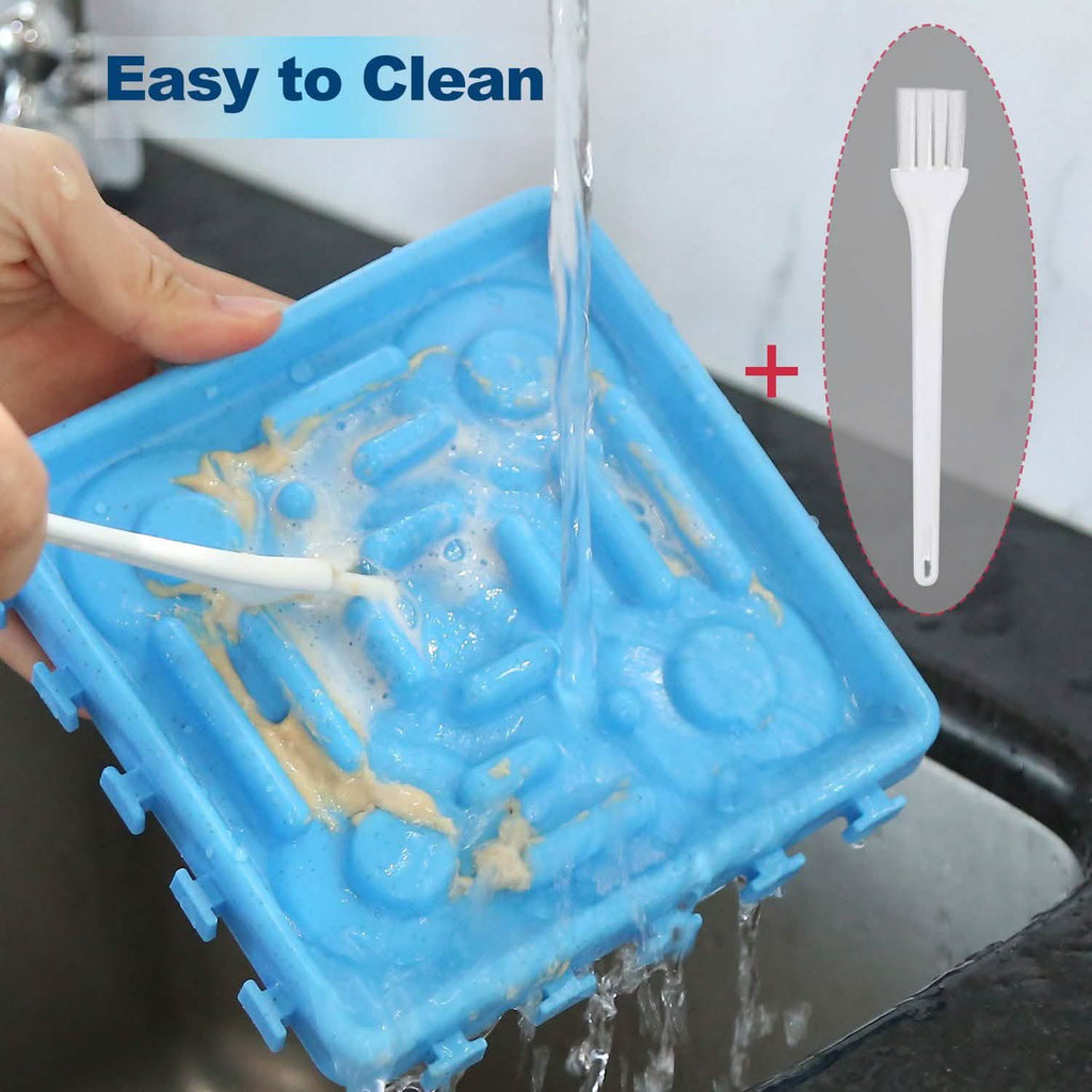 Lot de 4 : Gamelle anti-glouton et tapis de léchage pour animaux de compagnie