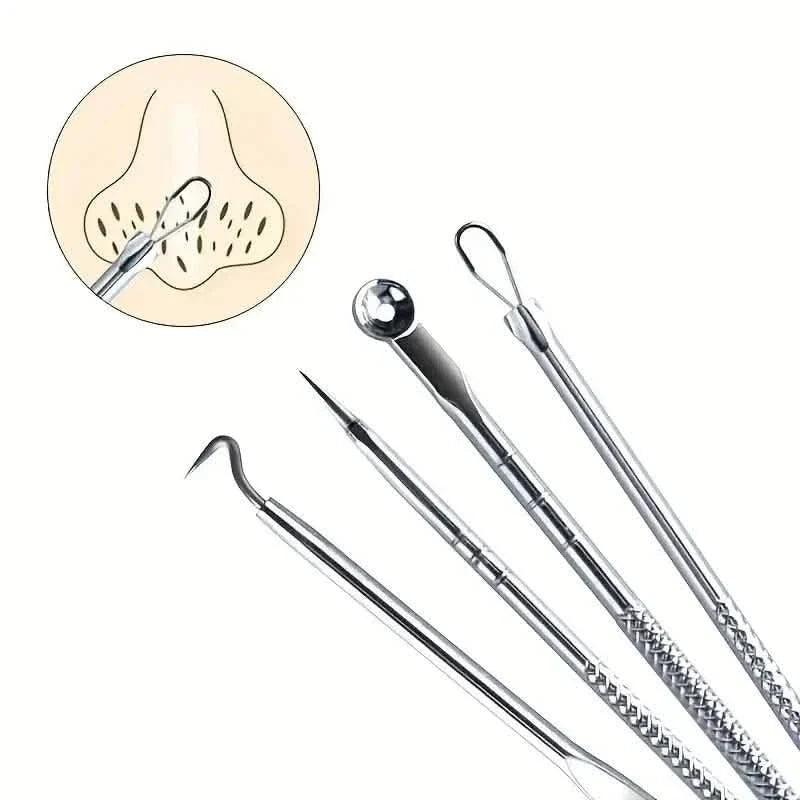 Ensemble 4 pièces : Outil pour points noirs, acné et taches sombres