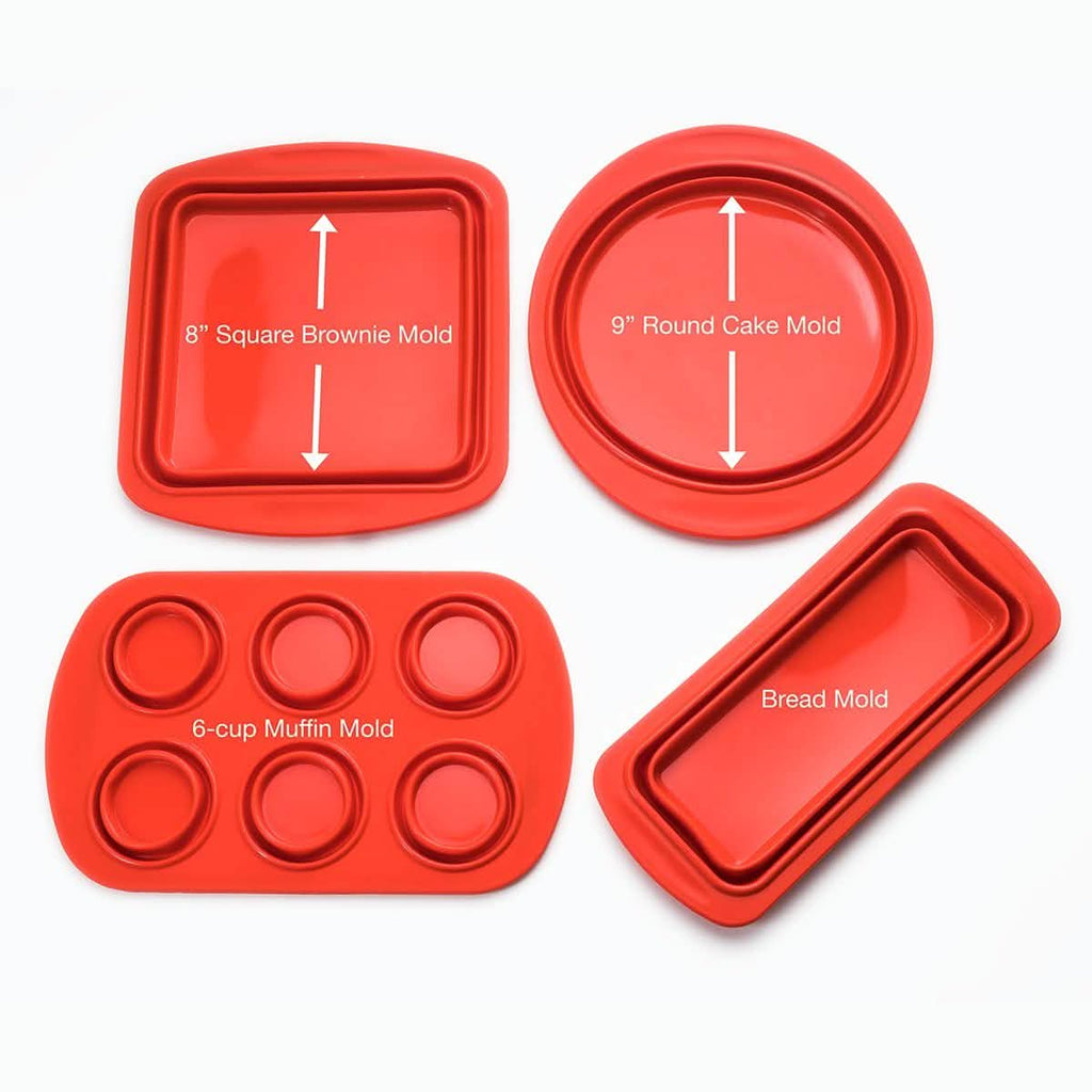 Ensemble de 4 pièces : Moules de cuisson pliables en silicone