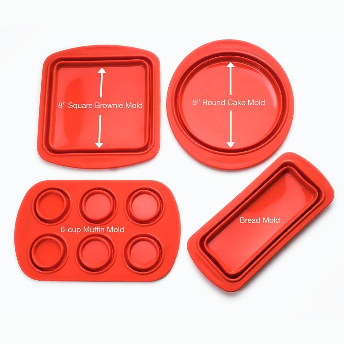 Ensemble de 4 pièces : Moules de cuisson pliables en silicone