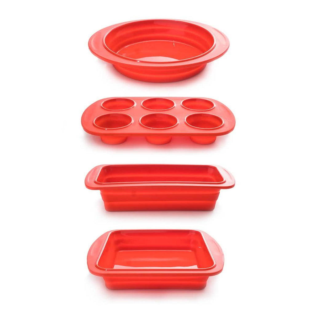 Ensemble de 4 pièces : Moules de cuisson pliables en silicone