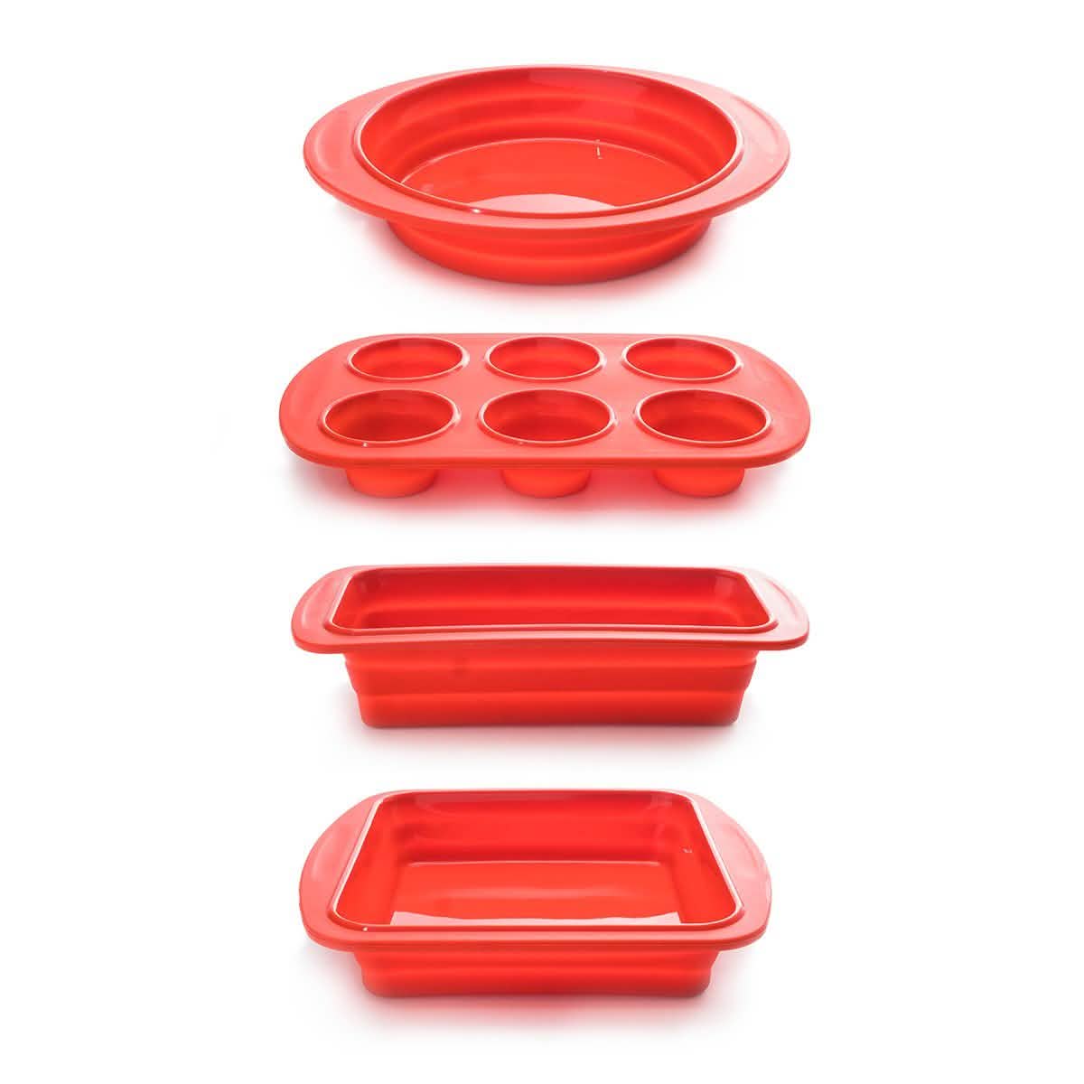 Ensemble de 4 pièces : Moules de cuisson pliables en silicone
