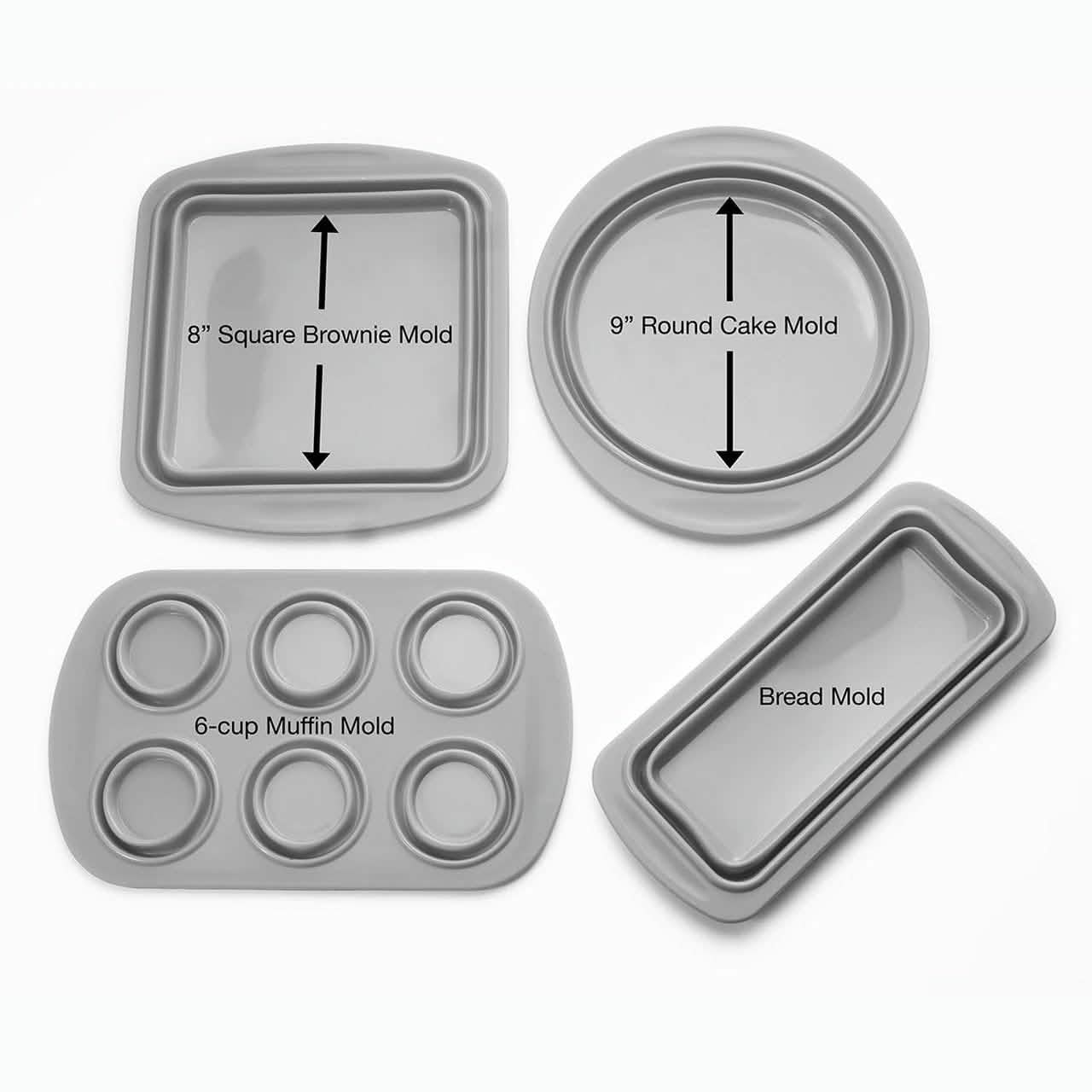Ensemble de 4 pièces : Moules de cuisson pliables en silicone