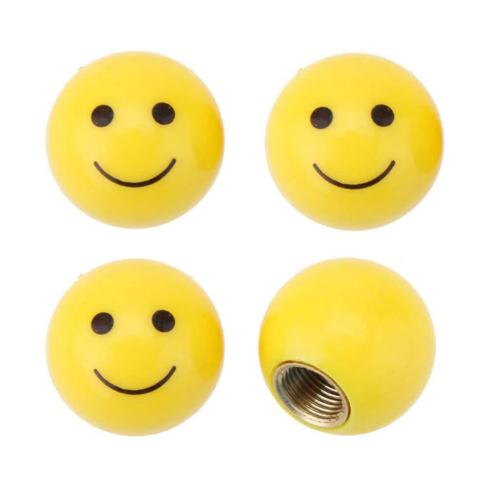 Lot de 4: Bouchons de valve pour vélo avec smiley