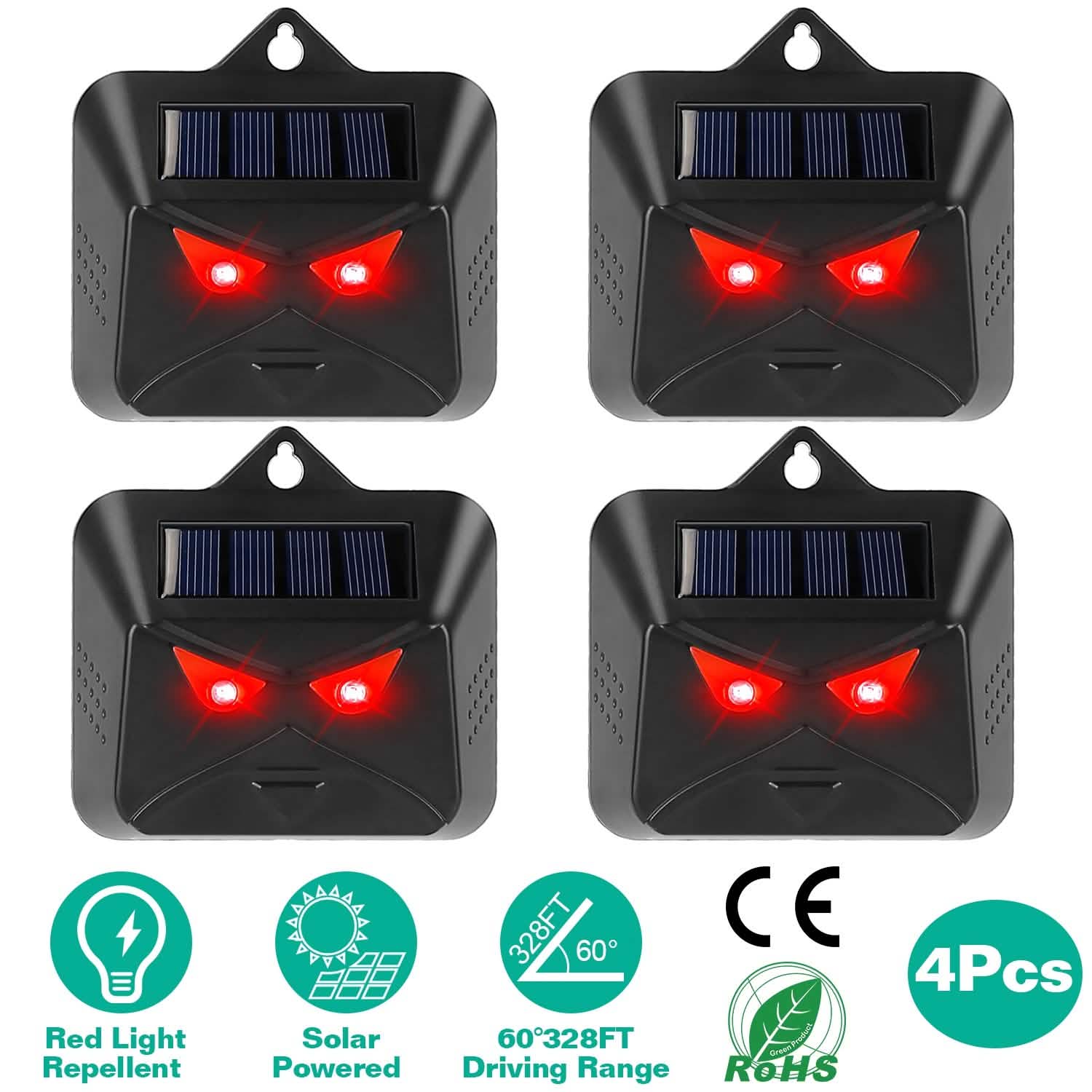 Lot de 4 : lampe solaire antiprédateur