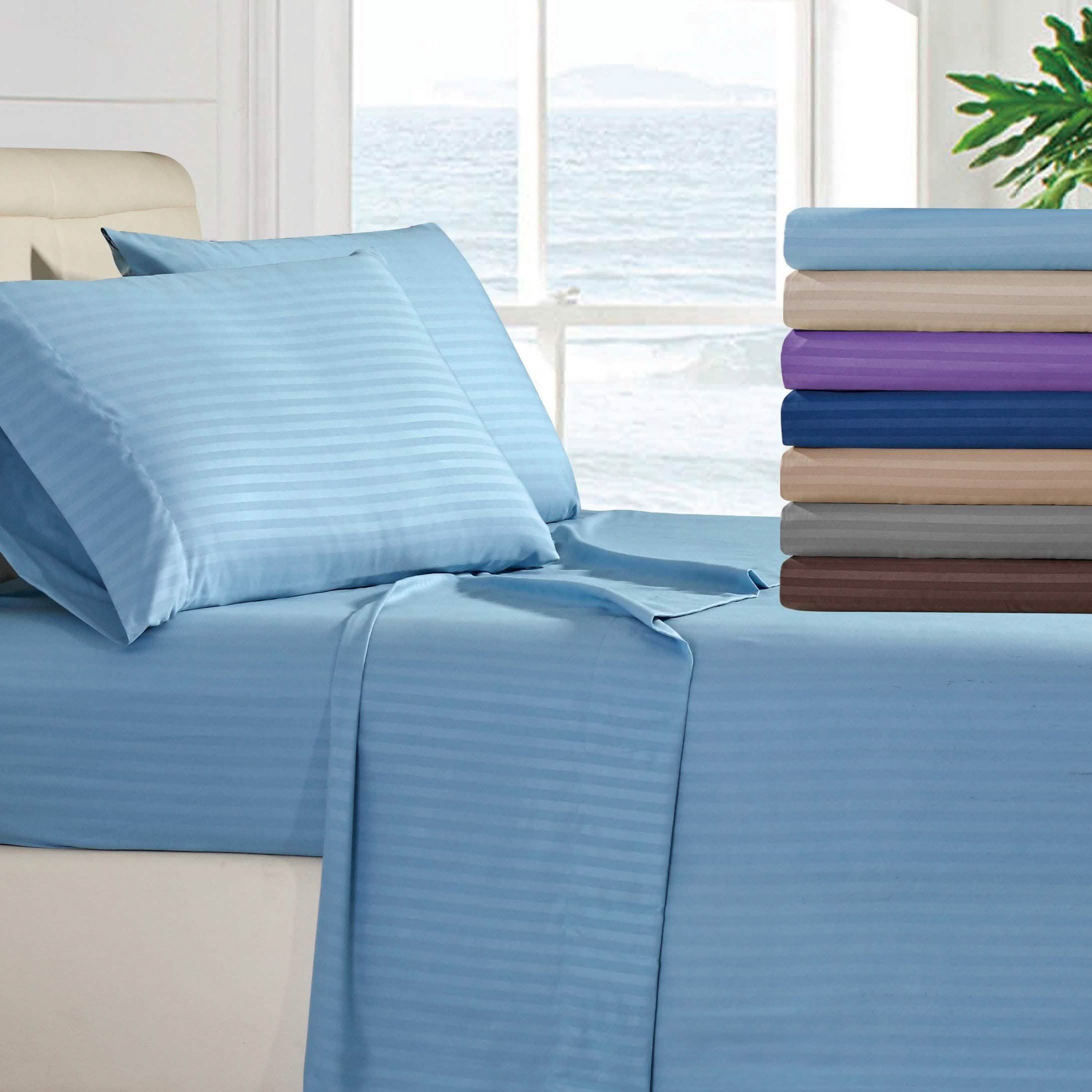 Ensemble de draps 4 pièces : rayures lisses et texturées