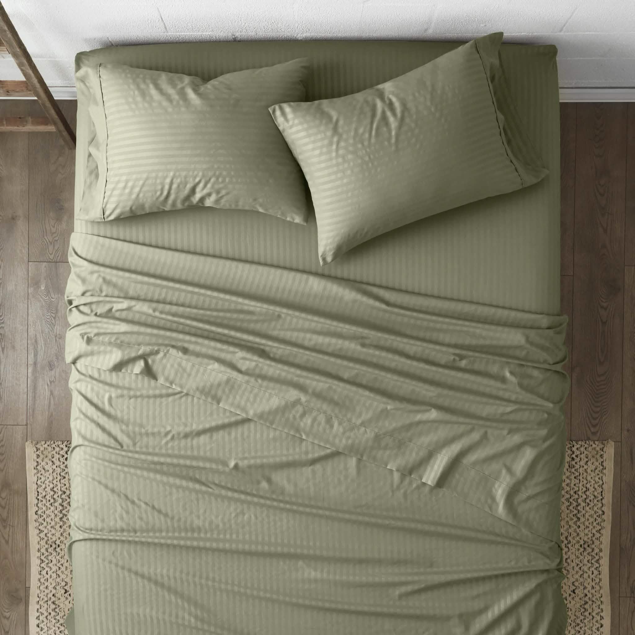Parure de draps gaufrés à rayures 4 pièces