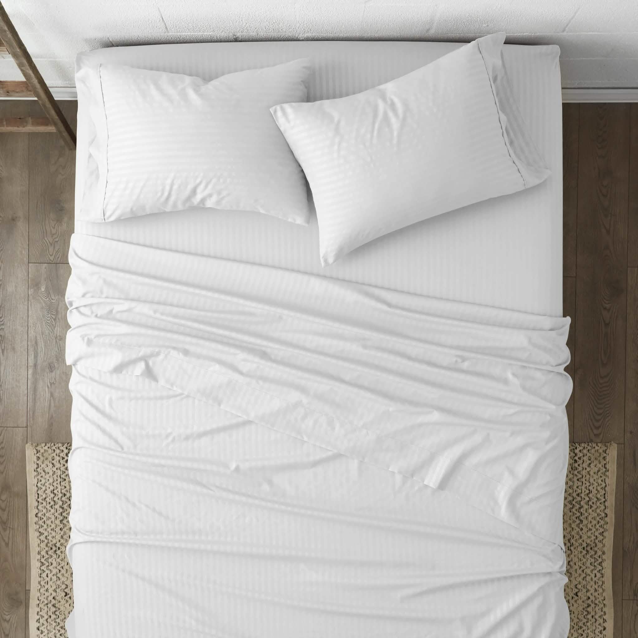 Parure de draps gaufrés à rayures 4 pièces
