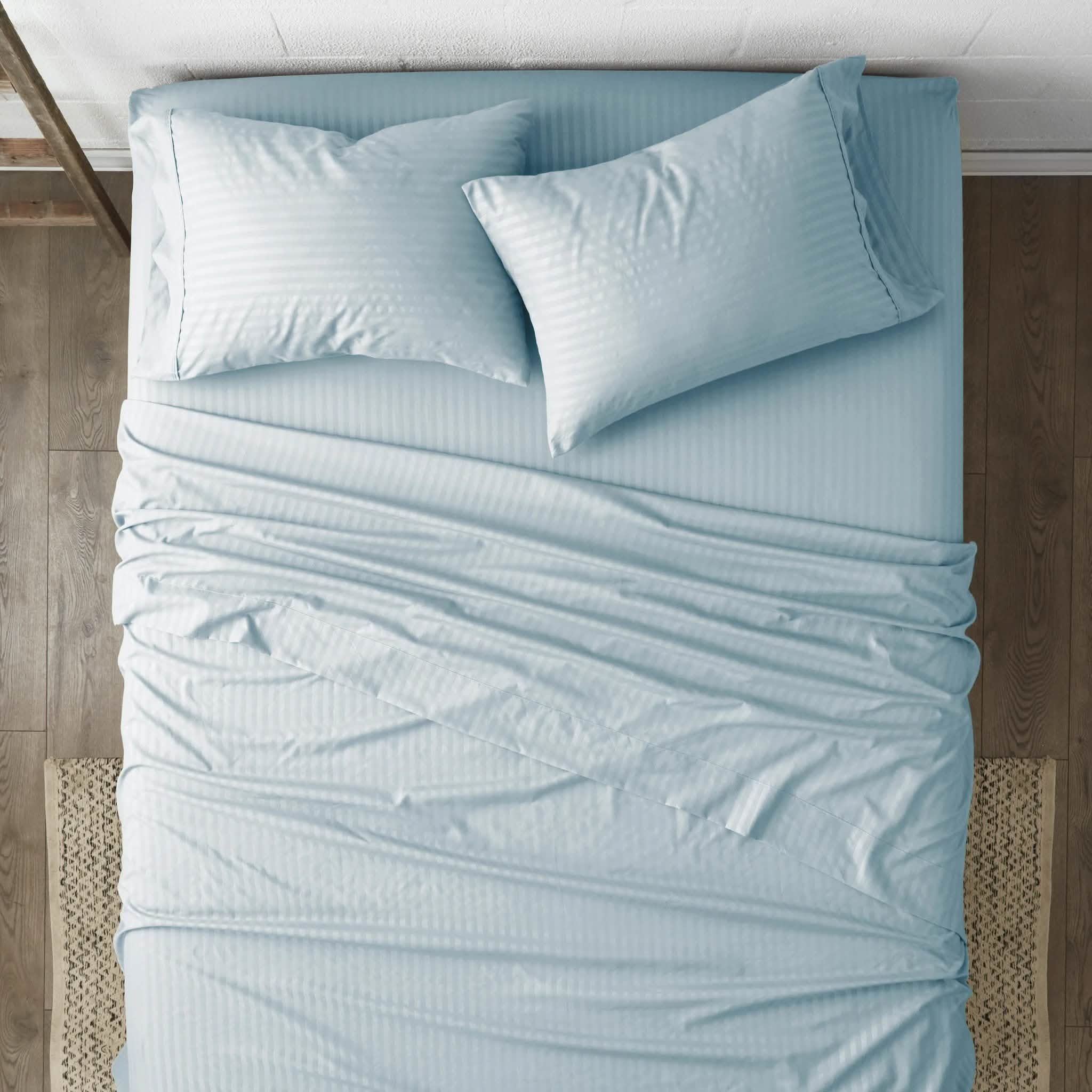 Parure de draps gaufrés à rayures 4 pièces