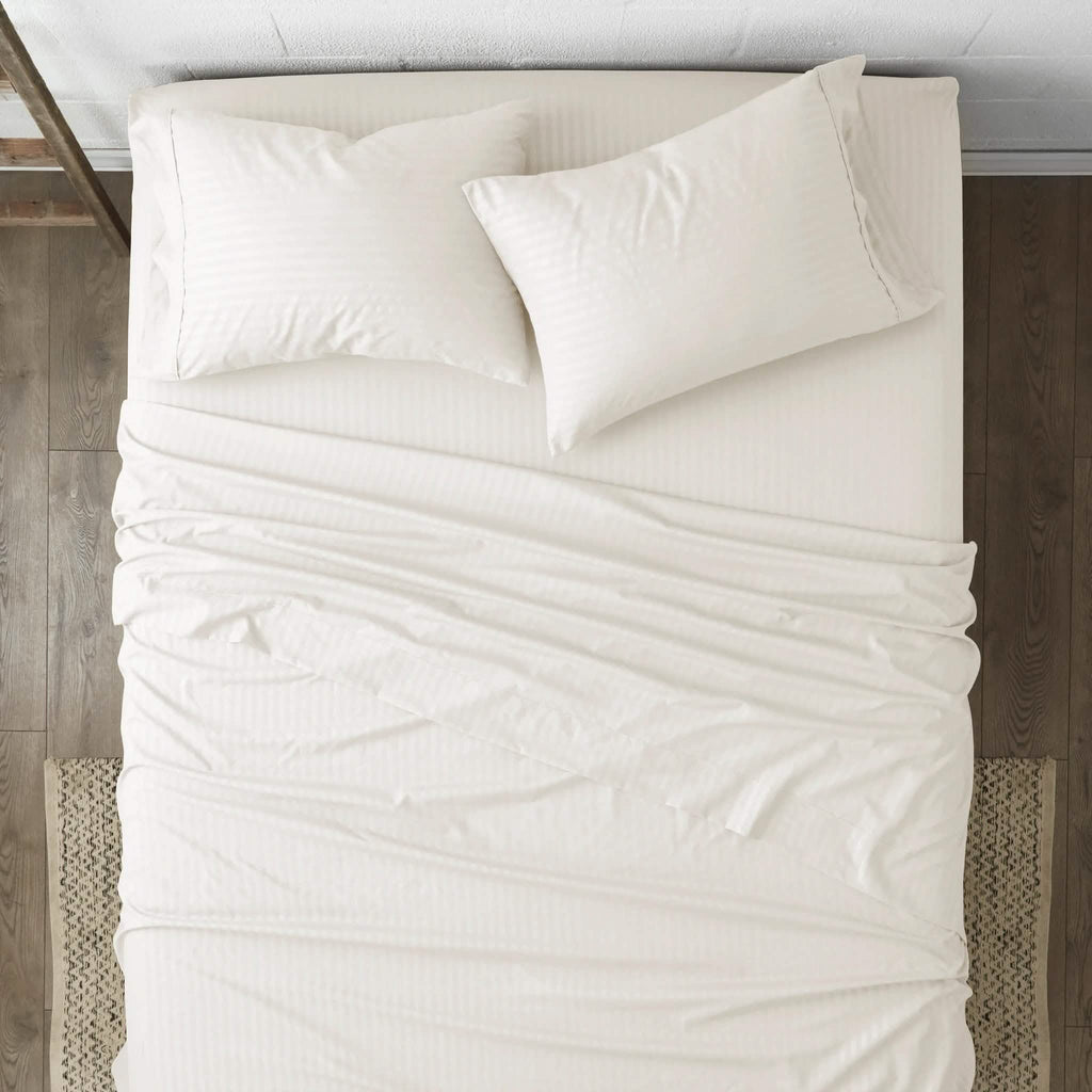 Parure de draps gaufrés à rayures 4 pièces