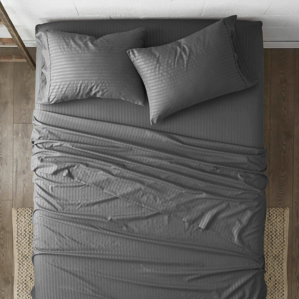 Parure de draps gaufrés à rayures 4 pièces