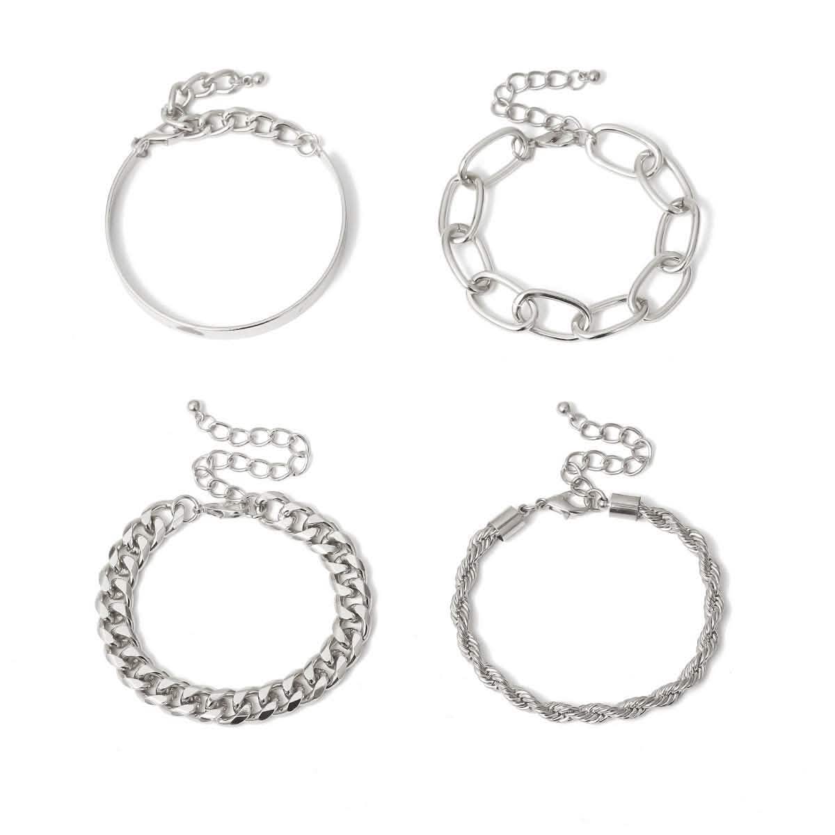Lot de 4 : Bracelets de chaîne bohèmes ajustables pour femme