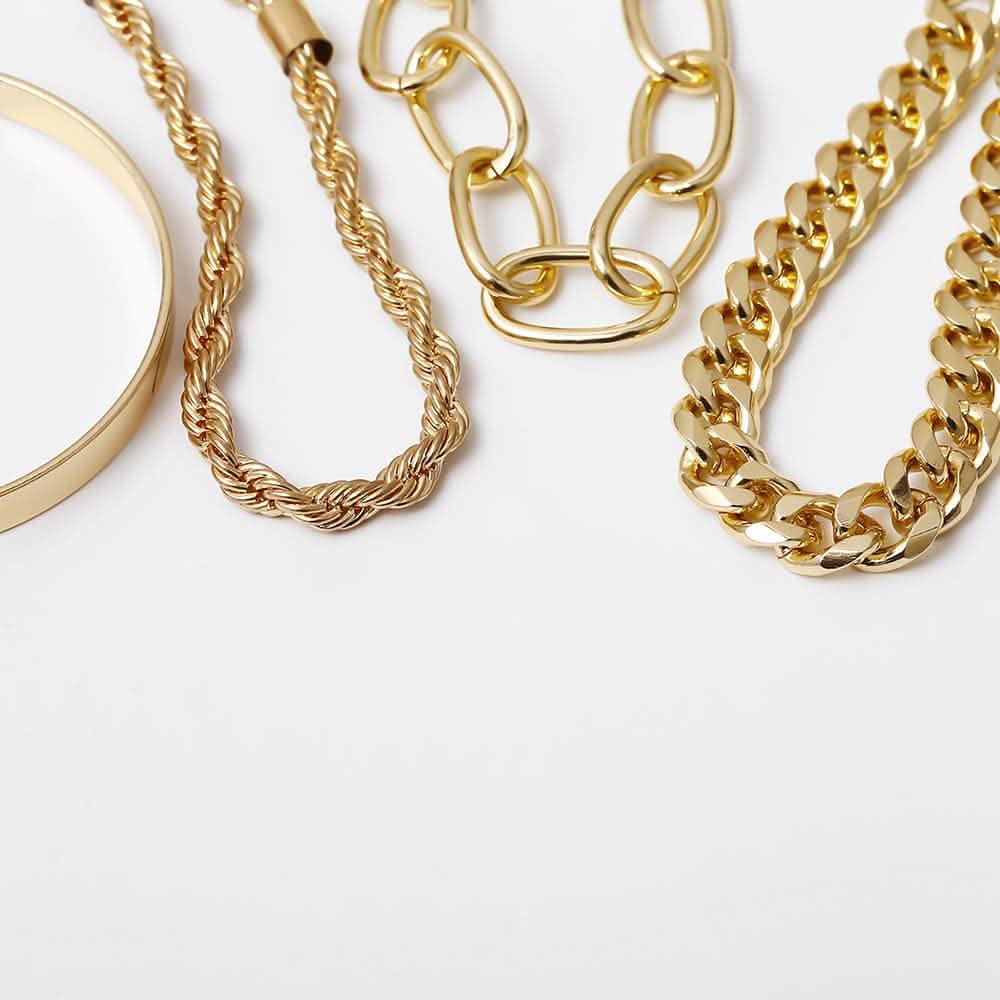 Lot de 4 : Bracelets de chaîne bohèmes ajustables pour femme