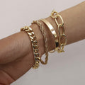Lot de 4 : Bracelets de chaîne bohèmes ajustables pour femme