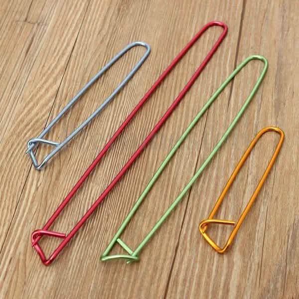 4 pièces : Arrête-mailles en aluminium, aiguilles à tricoter, crochets