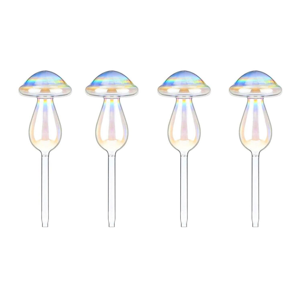 4 pièces : Arrosoirs à plantes en verre transparent Champignon irisé dégradé arc-en-ciel