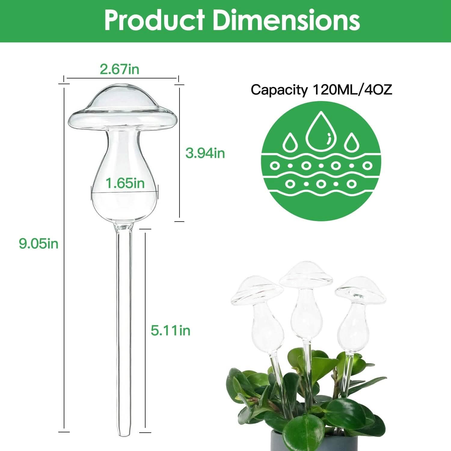 4 pièces : Arrosoirs à plantes en verre transparent Champignon irisé dégradé arc-en-ciel
