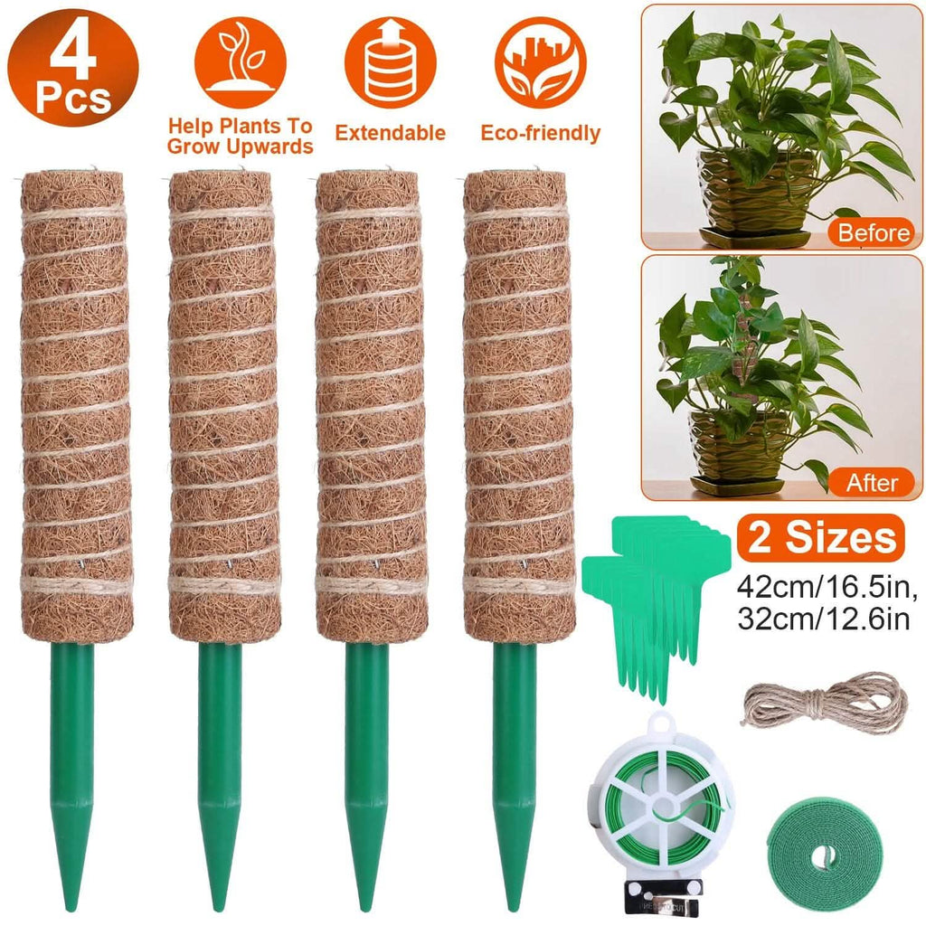 4 pièces : Tuteur en fibre de coco extensible pour plantes grimpantes