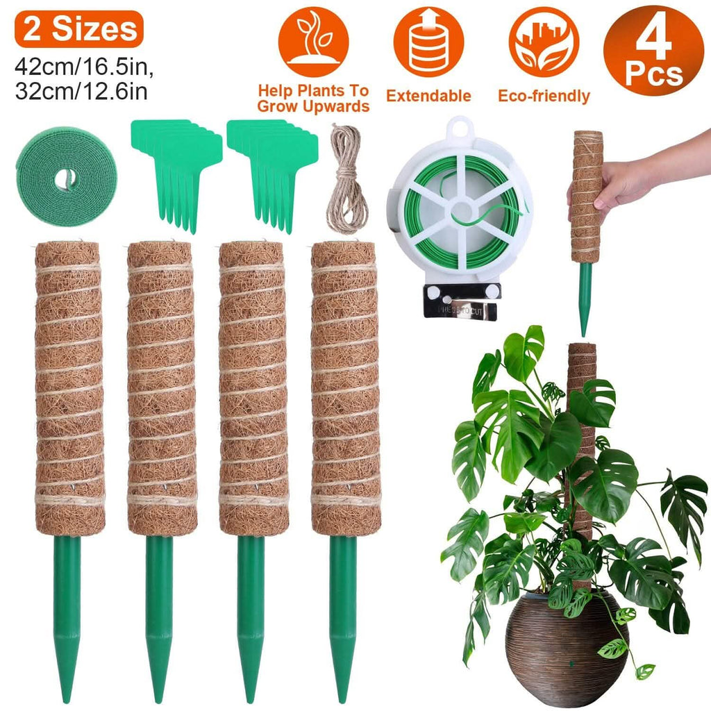 4 pièces : Tuteur en fibre de coco extensible pour plantes grimpantes