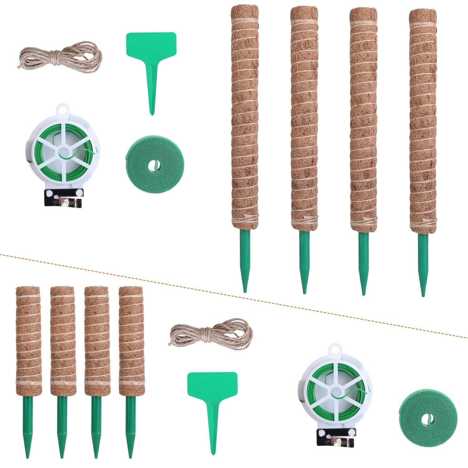 4 pièces : Tuteur en fibre de coco extensible pour plantes grimpantes