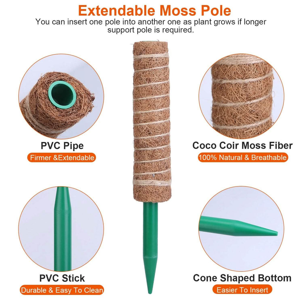 4 pièces : Tuteur en fibre de coco extensible pour plantes grimpantes