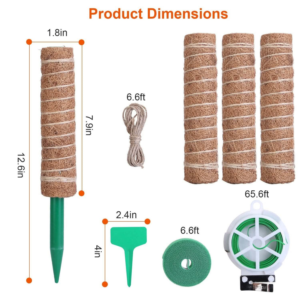 4 pièces : Tuteur en fibre de coco extensible pour plantes grimpantes
