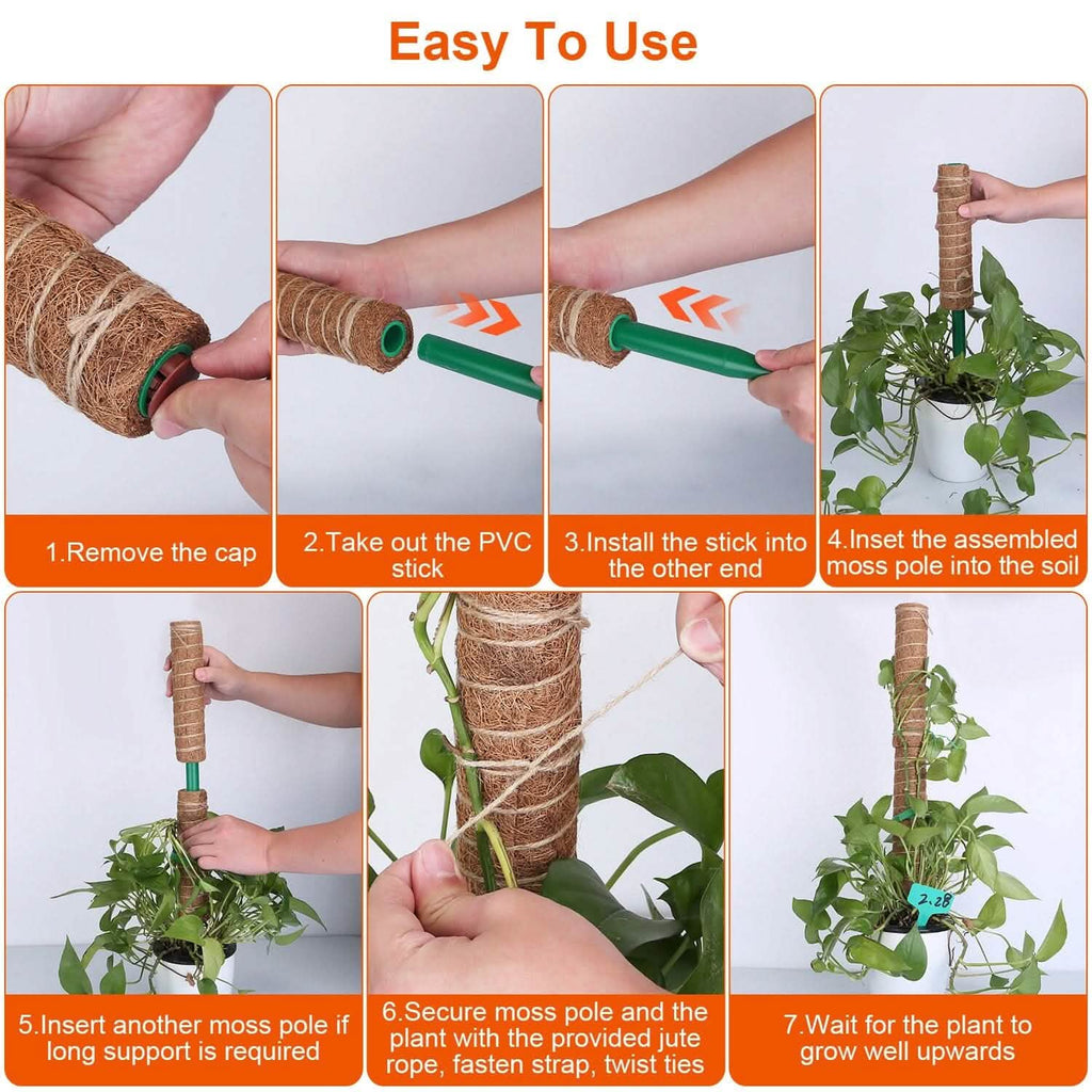 4 pièces : Tuteur en fibre de coco extensible pour plantes grimpantes